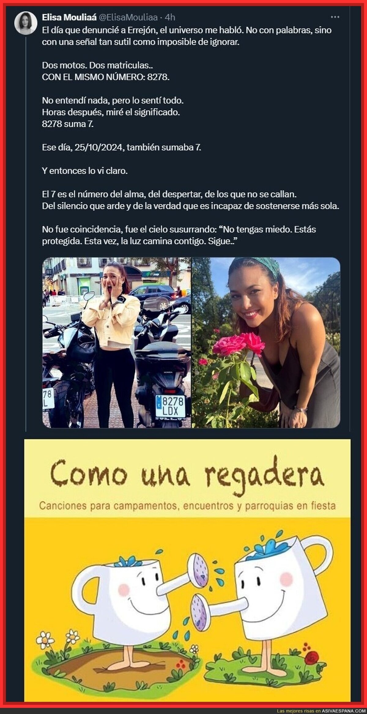 NO es una cuenta parodia. Repito: NO es una cuenta parodia. Mis condolencias al abogado de Elisa Mouliaa