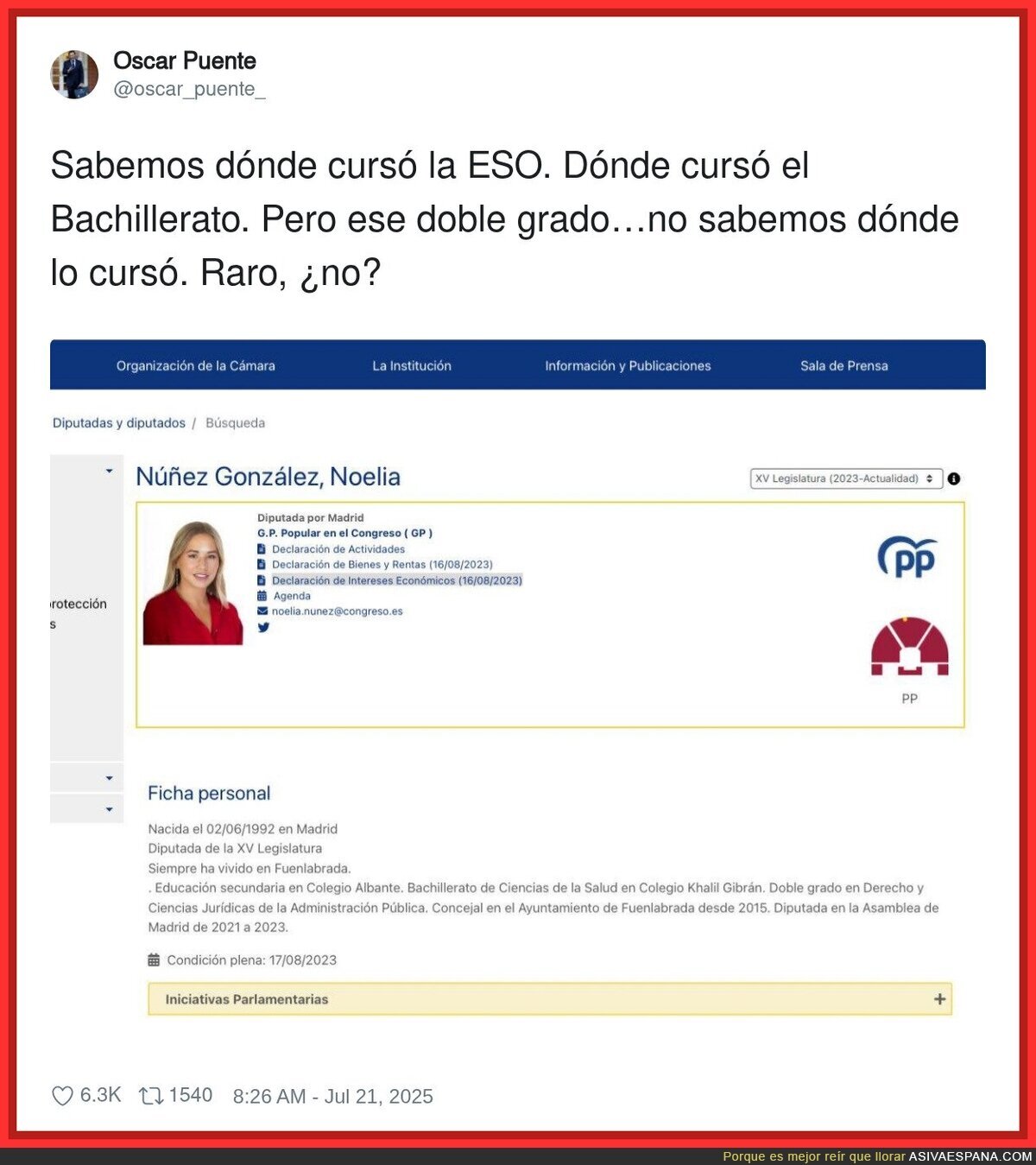 ¿Dónde estuvo en la universidad la señorita Noelia?