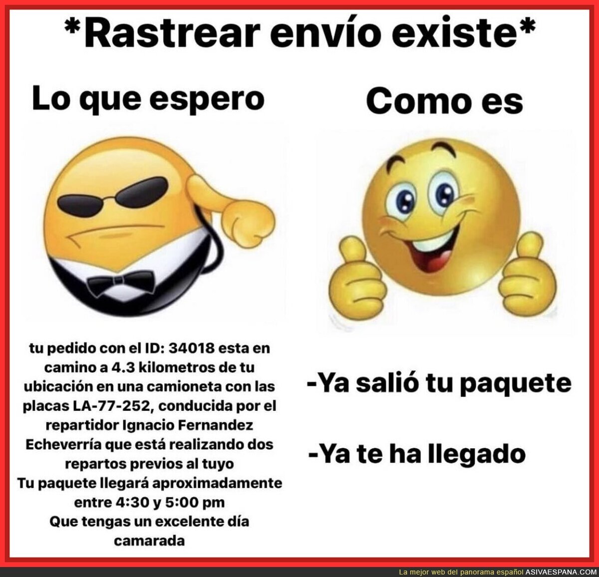 El rastreo de un paquete debe mejorar