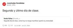 Noelia N&uacute;&ntilde;ez dur&oacute; poco en clase