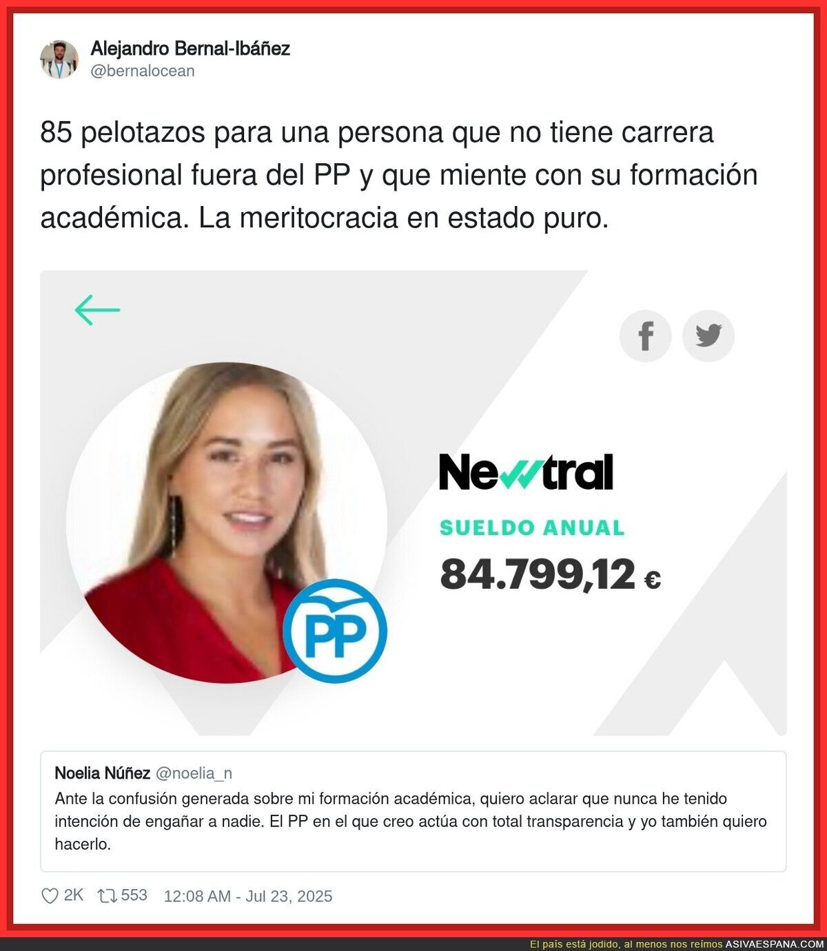 Es muy fuerte lo de Noelia Núñez tan solo teniendo Bachillerato