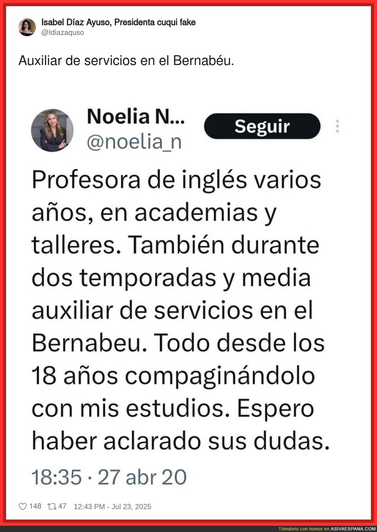 Noelia Gómez tenía un currículum (ficticio) envidiable