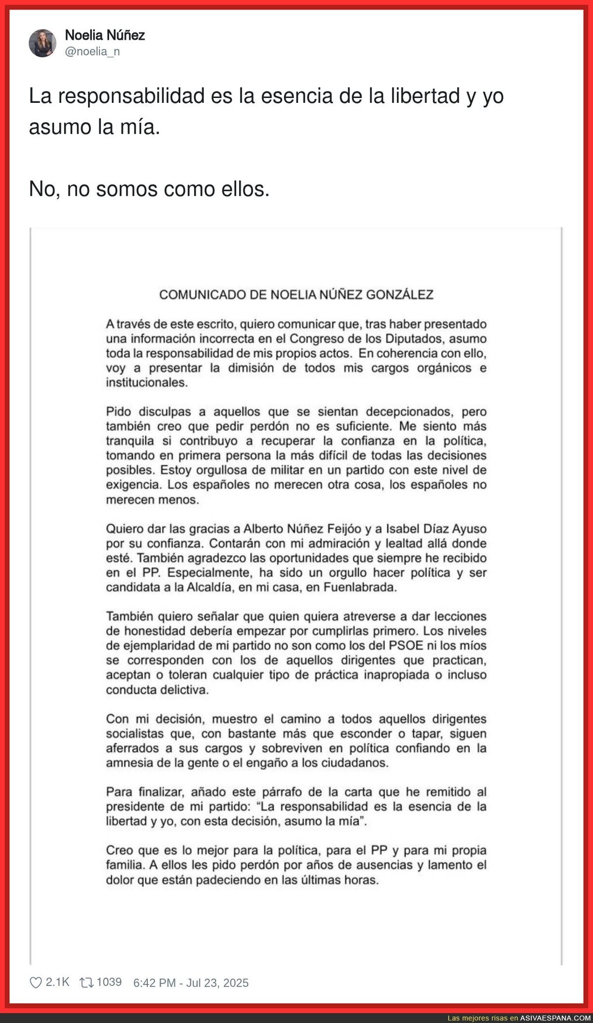 Noelia Núñez dimite de todos sus cargos