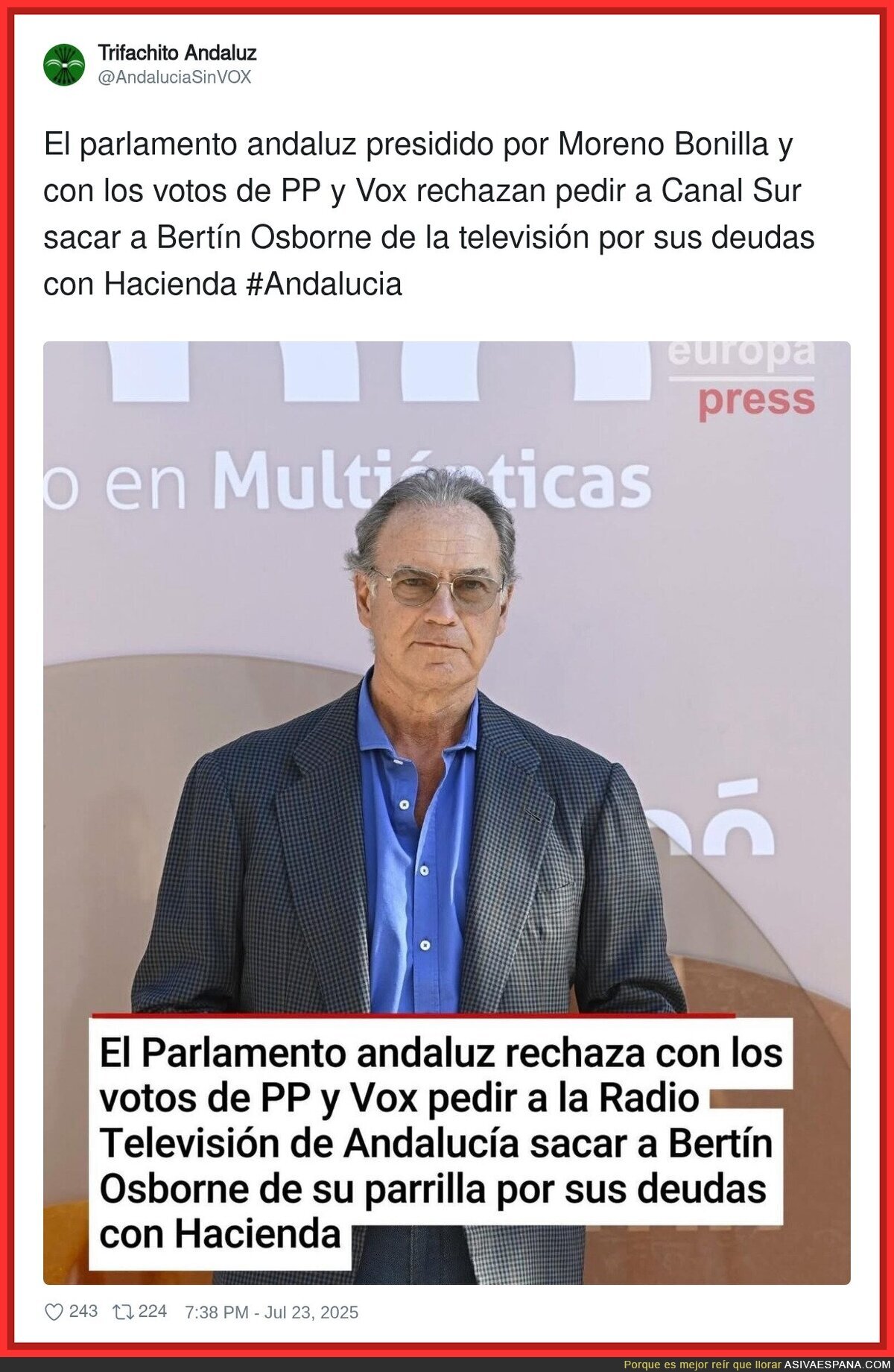 La derecha protege a Bertín Osborne