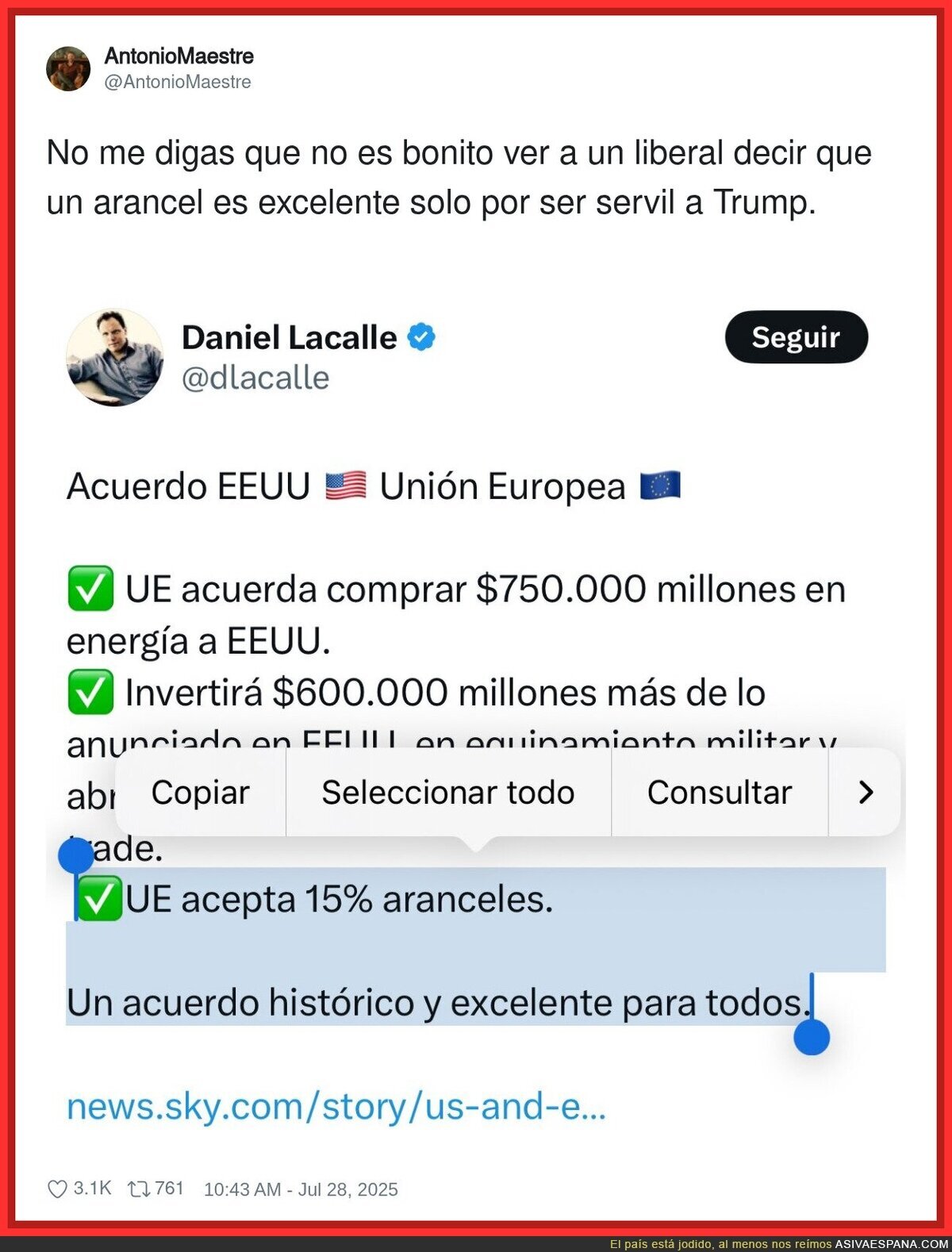 Europa sale perdiendo pero que grande Trump