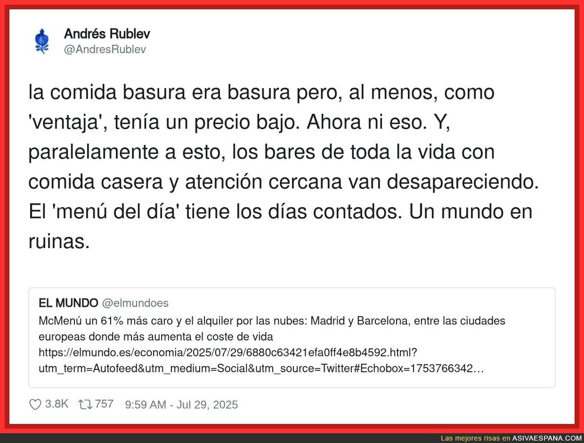 Si es que no hay por dónde cogerlo, un McMenú 12euros