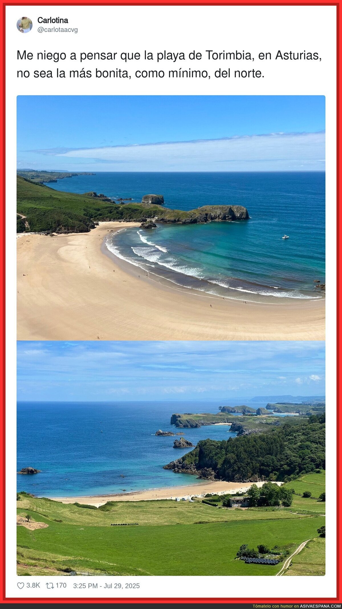 Espectacular la playa de Torimbia, en Asturias