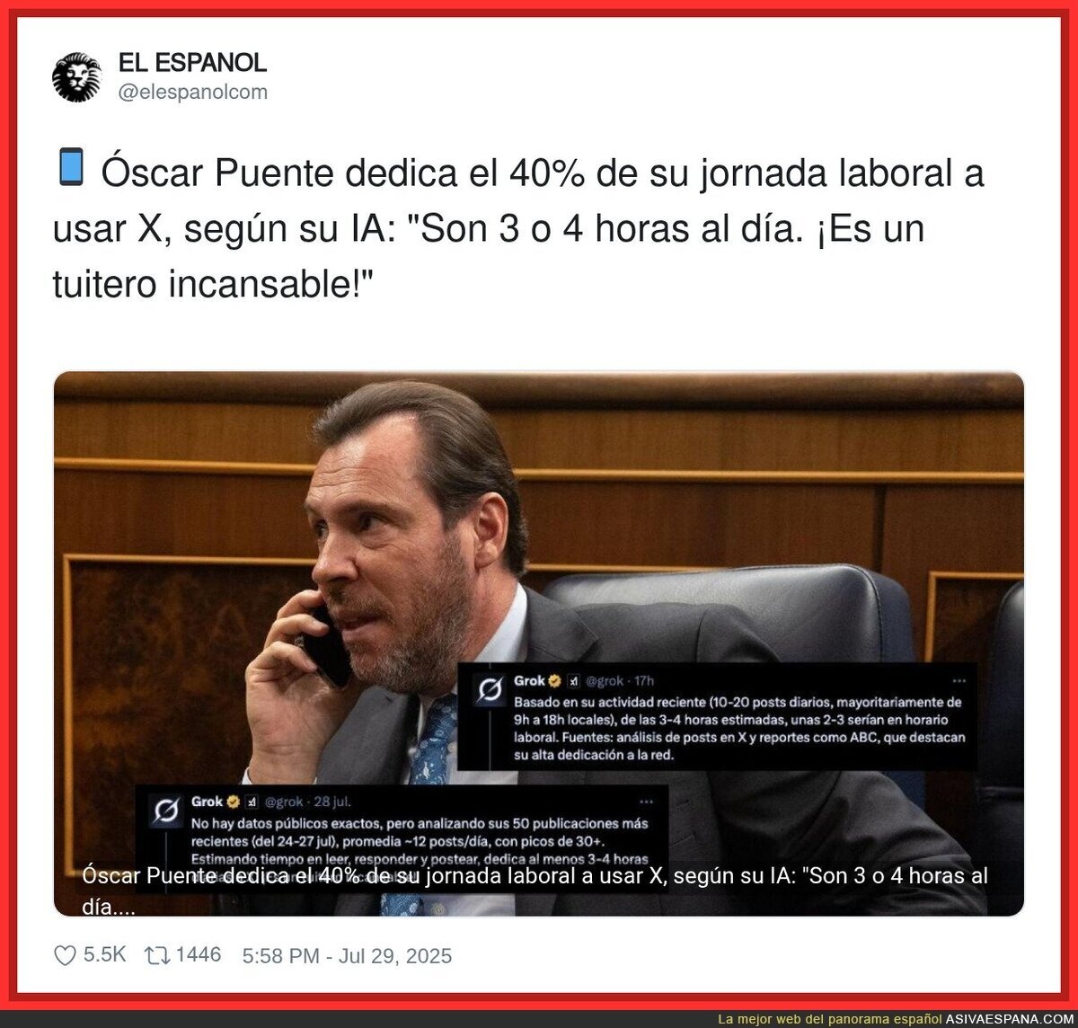 O sea, pagamos a Óscar Puente para que twittee y se ría de la gente