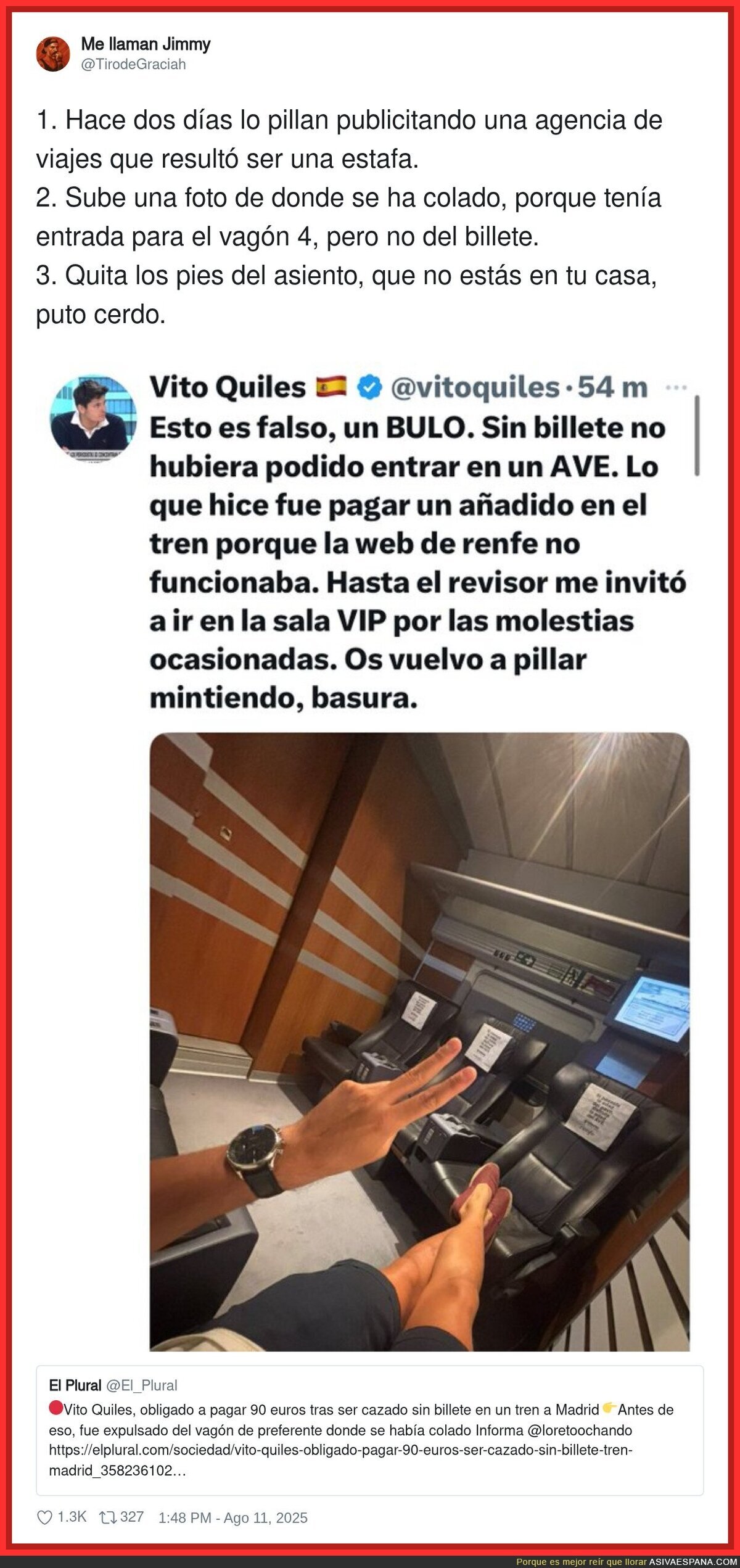 El ridículo legendario de Vito Quiles en el tren