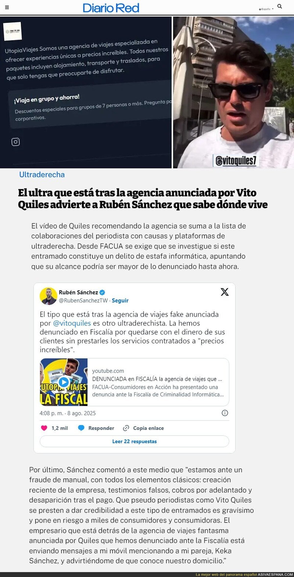 He buscado "Utopia Viajes" y sólo sale Vito pidiendo perras...