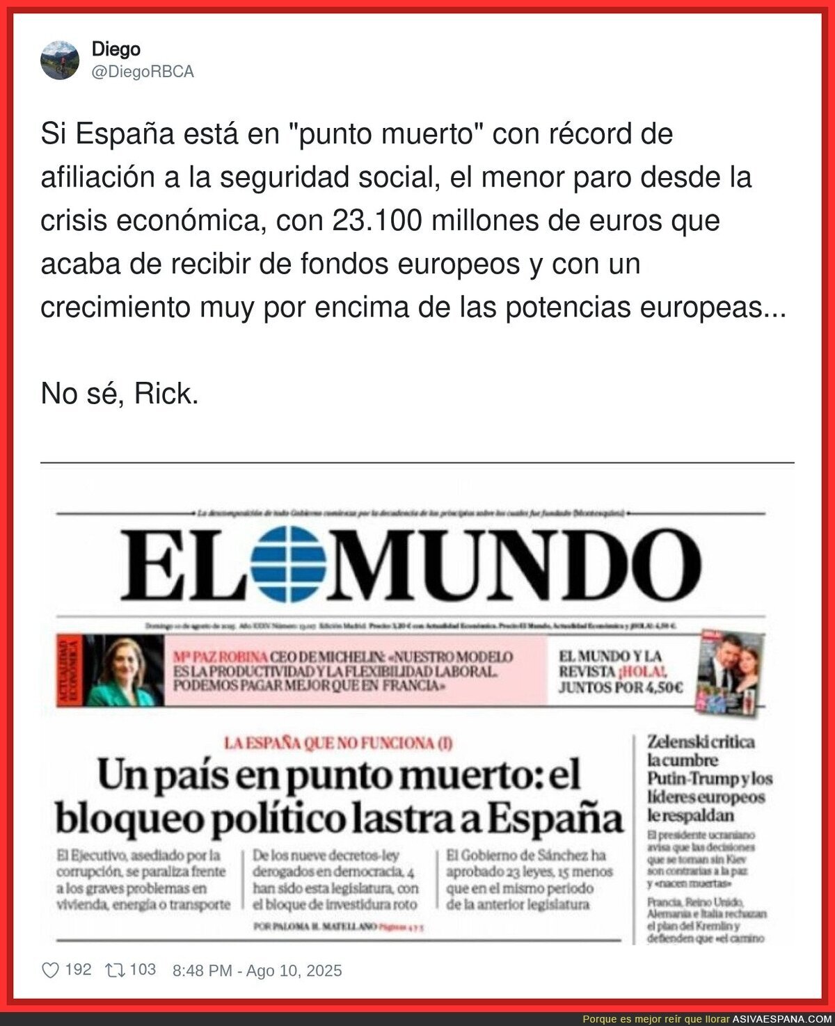'El Mundo' se empeña en querer dar otra imagen de España