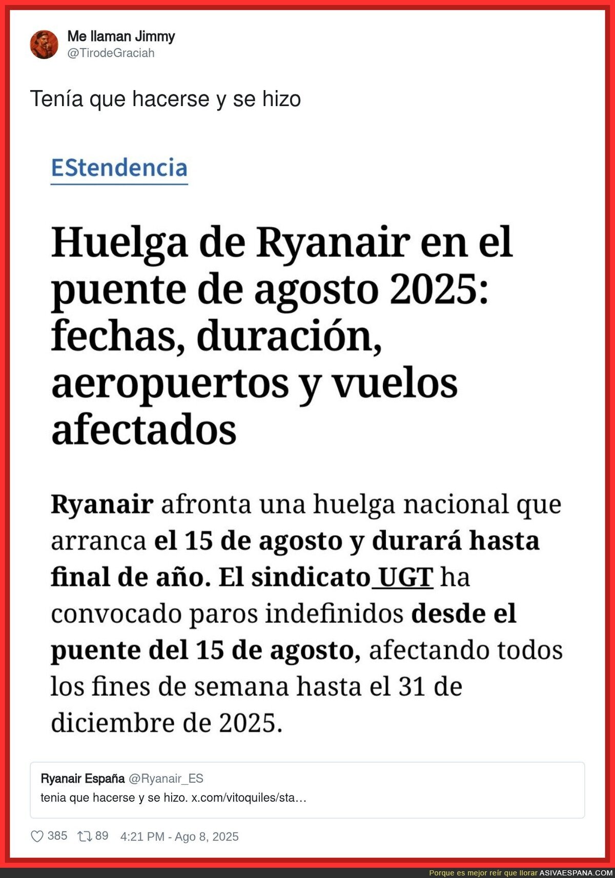 La gente de Ryanair se pone modo ataque