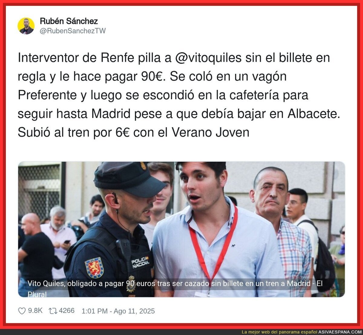 Vito Quiles se pasa de listillo en el tren