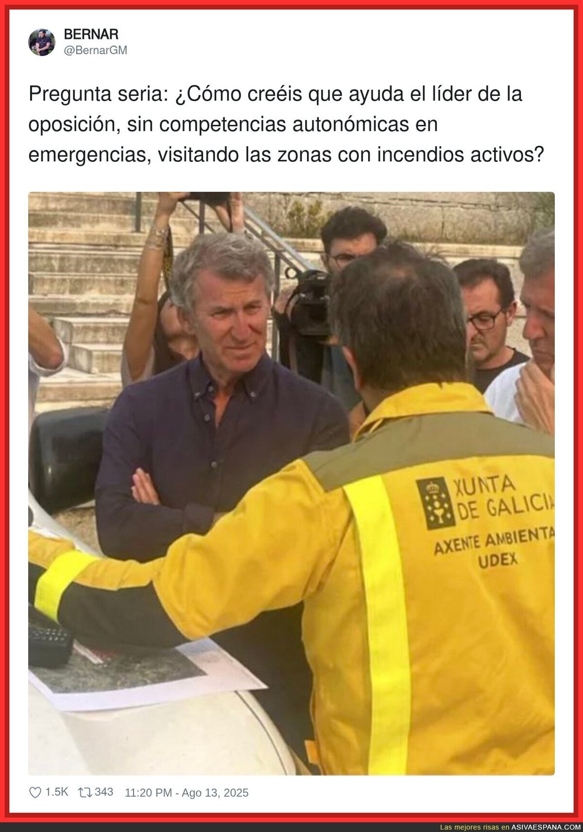 Feijóo va a hacer el paripé en las zonas de incendios