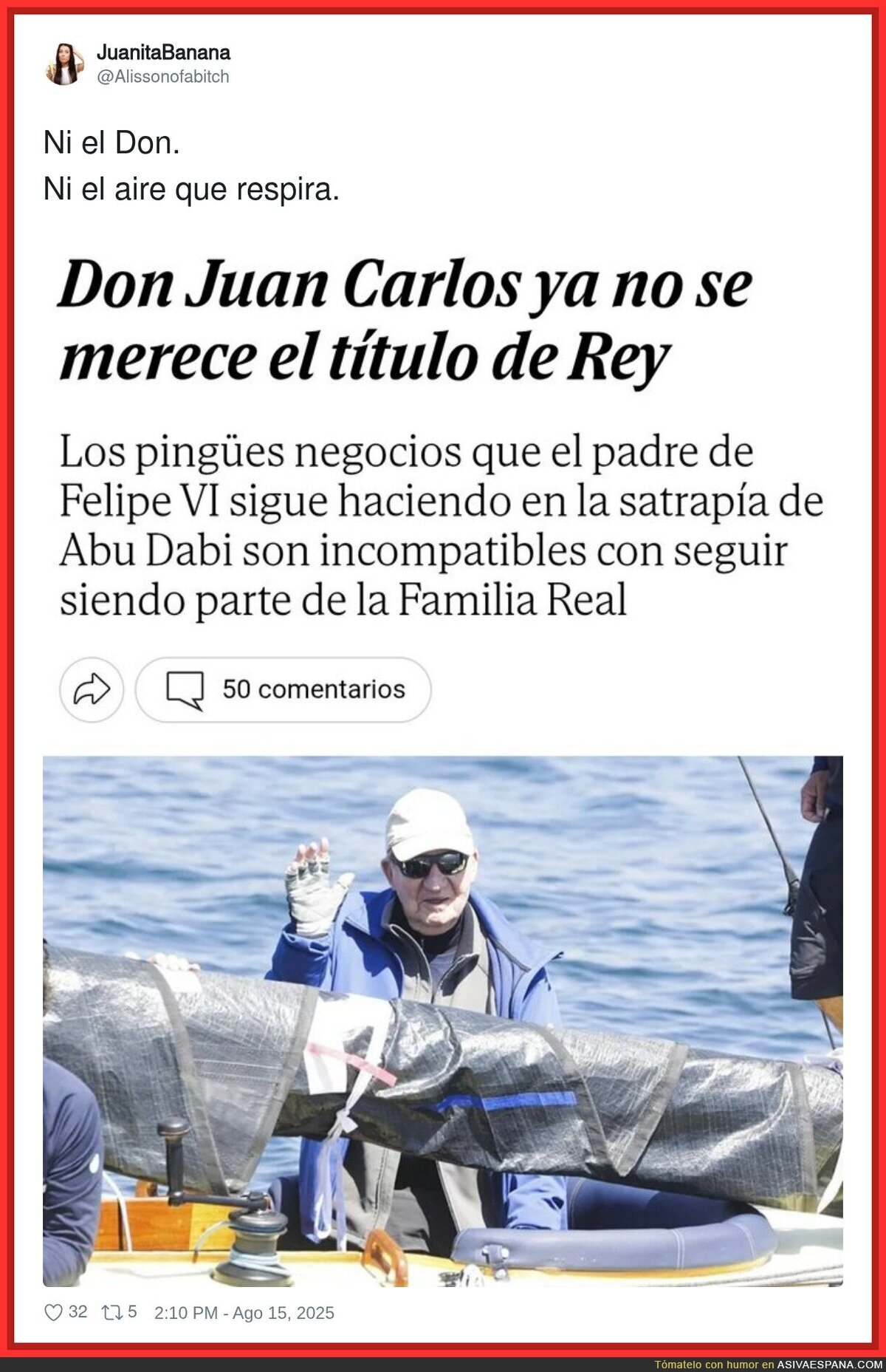 Sigue el servilismo al Rey Fugado