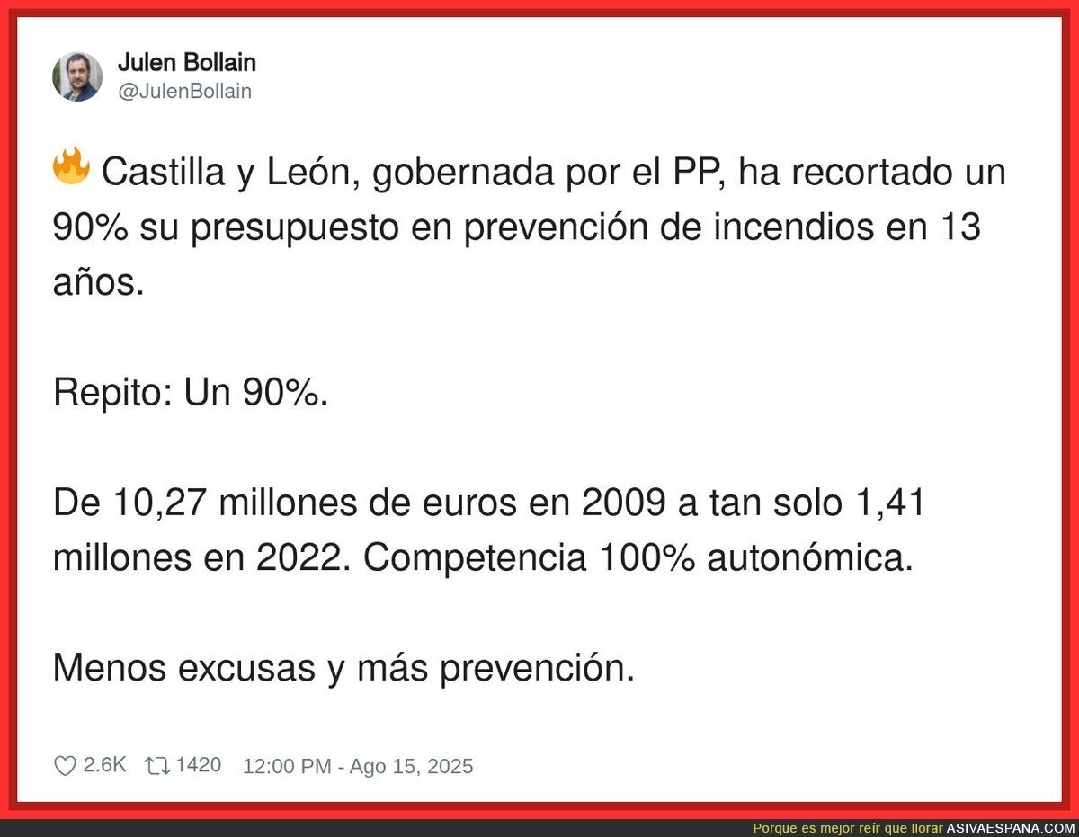 Es muy fuerte este dato de prevención de incendios en Castilla y León