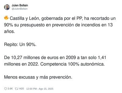 Es muy fuerte este dato de prevenci&oacute;n de incendios en Castilla y Le&oacute;n