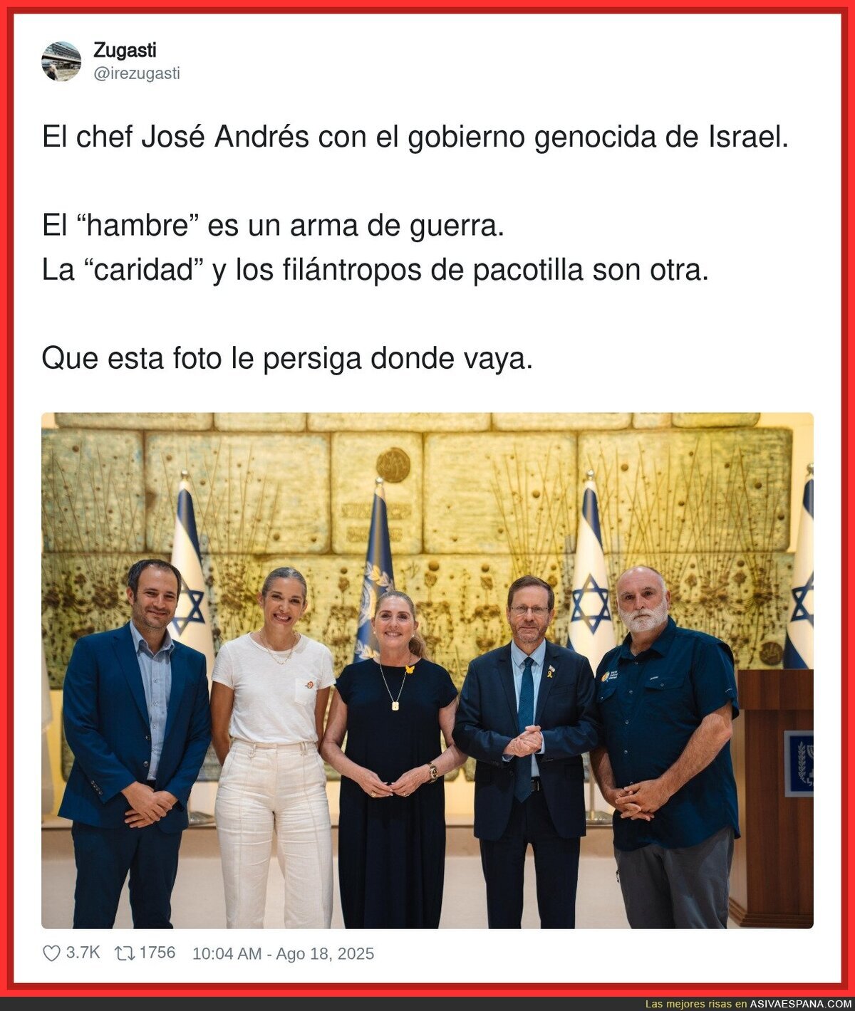 ¿A qué viene eseta foto de José Andrés después de lo que hizo Israel con 7 ayudantes de su ONG?