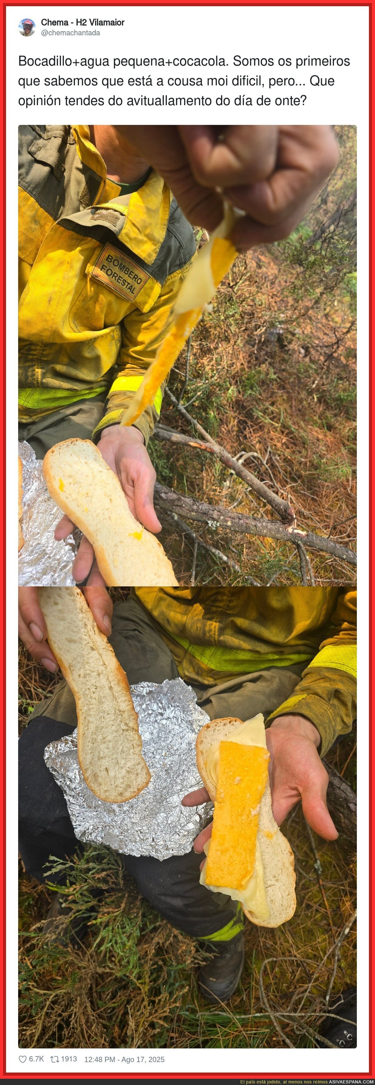 Esto dan en Galicia a los bomberos en plena crisis