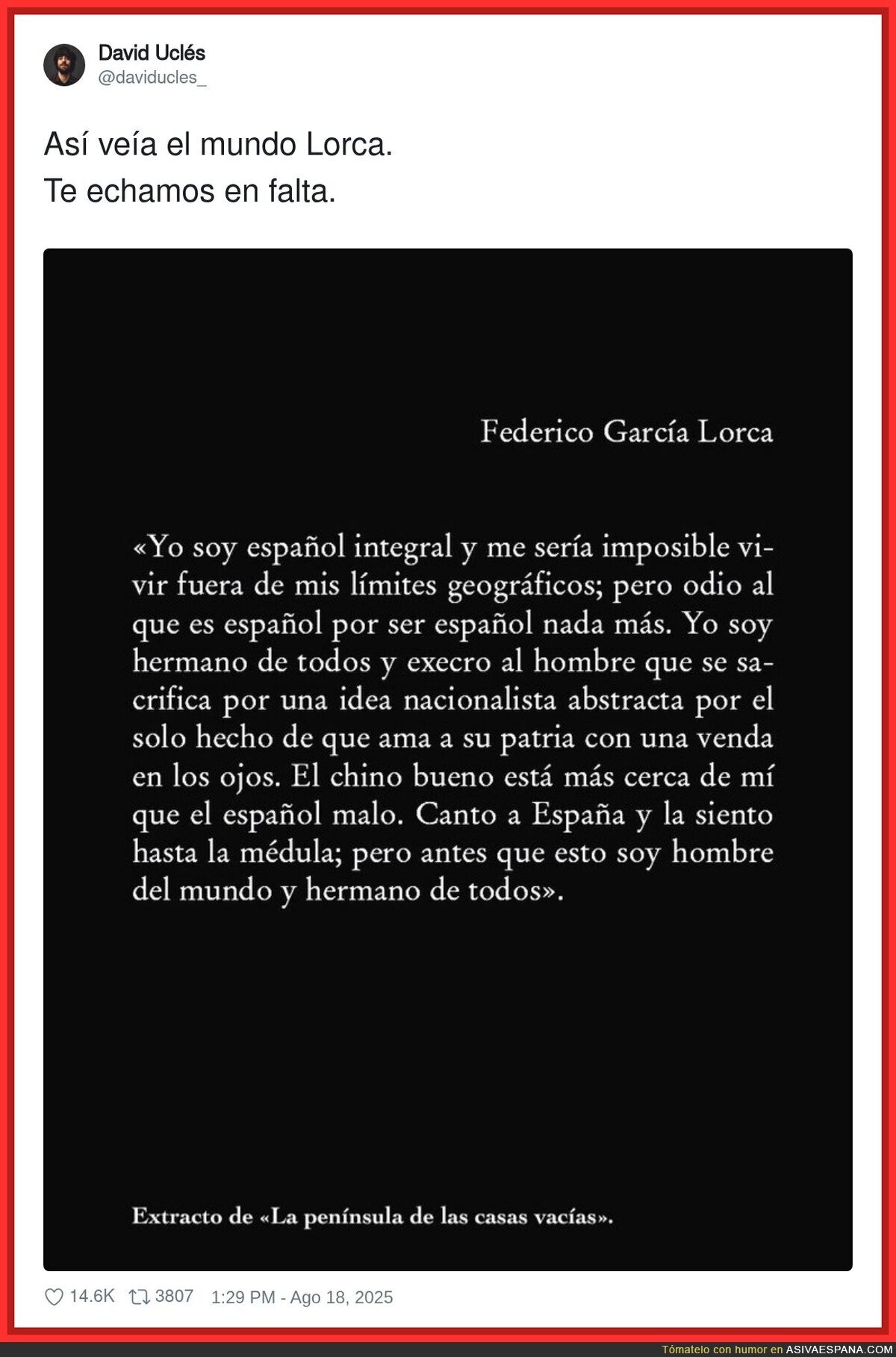 Que grandes palabras de Lorca para reflexionar