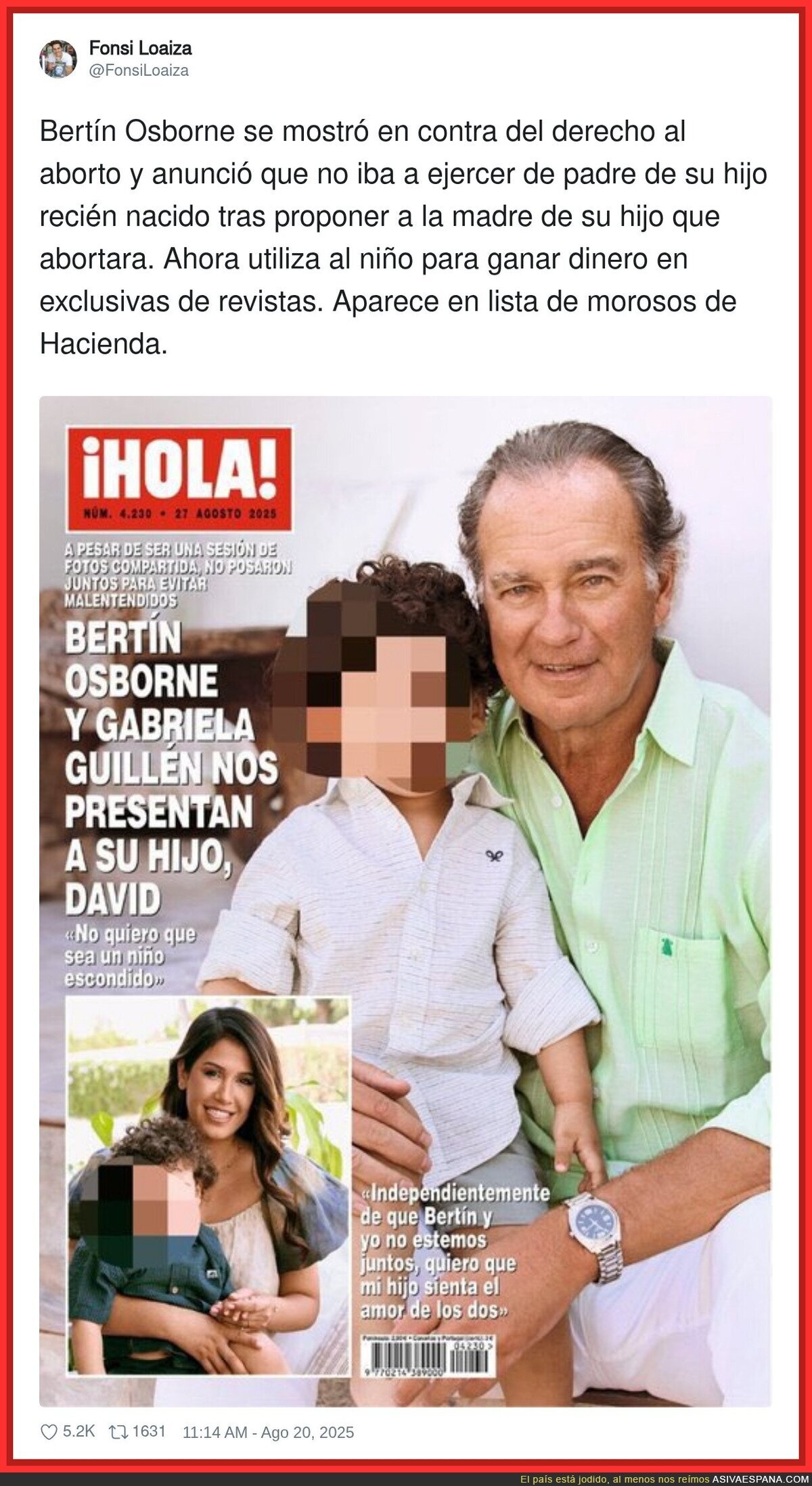 Bertín Osborne y su polémica portada en 'Hola' con su nuevo hijo