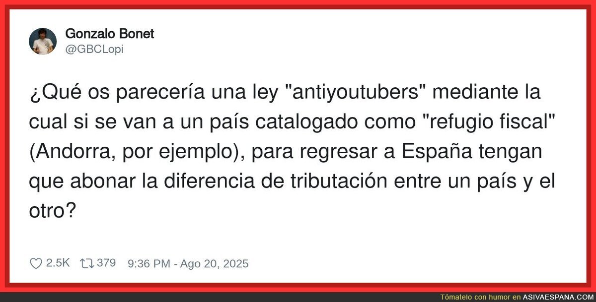 Una ley que haría pensar dos veces a los youtubers de irse a otro país