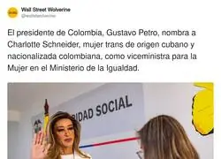 Gustavo Petro, nombra a Charlotte Schneider, mujer trans de origen cubano y nacionalizada colombiana, como viceministra para la Mujer en el Ministerio de la Igualdad