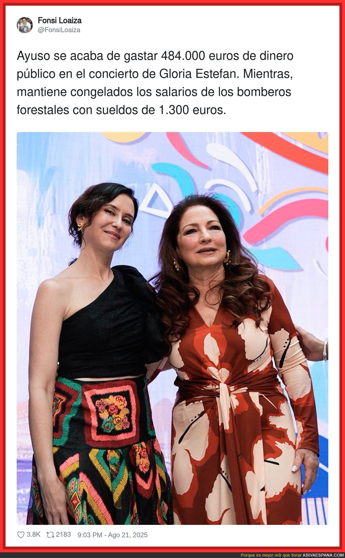 Otra más de Ayuso ahora con Gloria Estefan