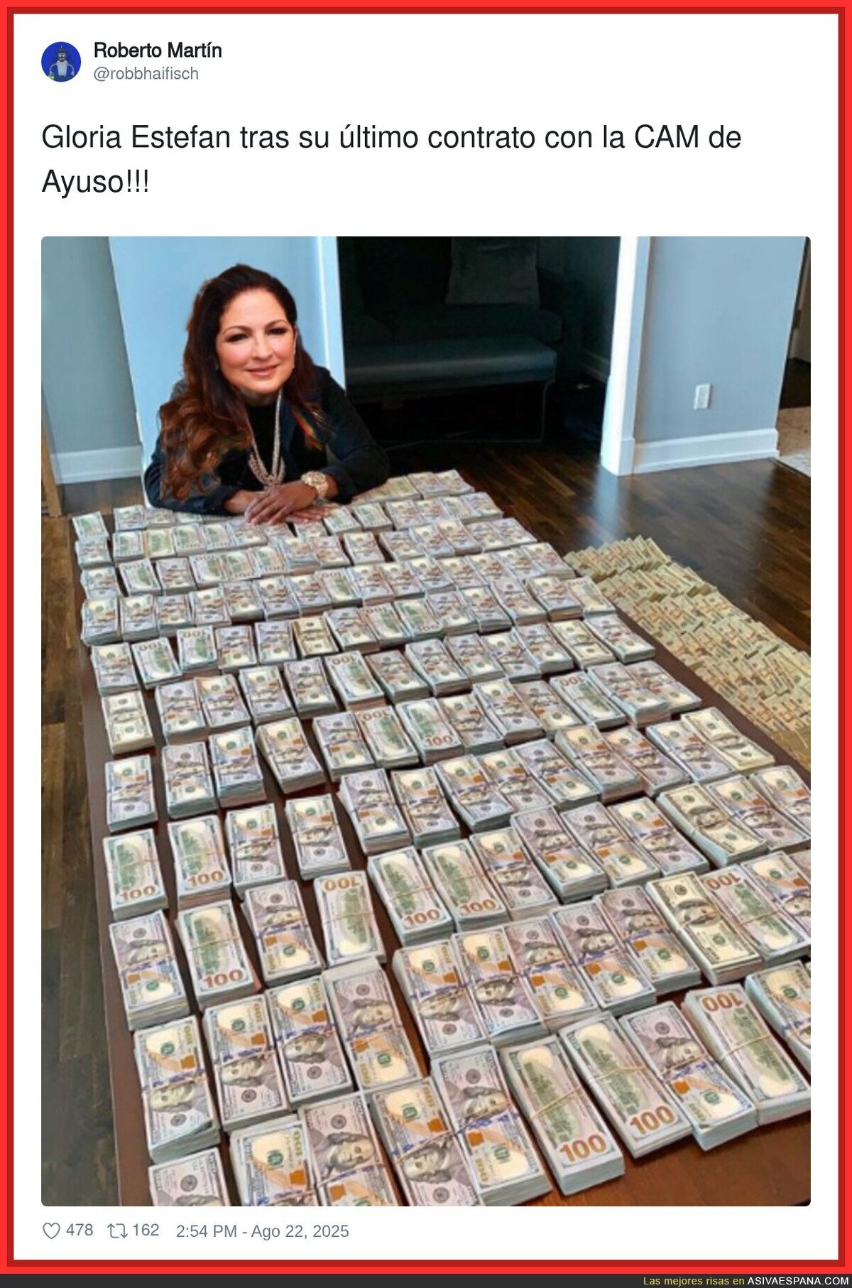 Gloria Estefan se forra con Ayuso
