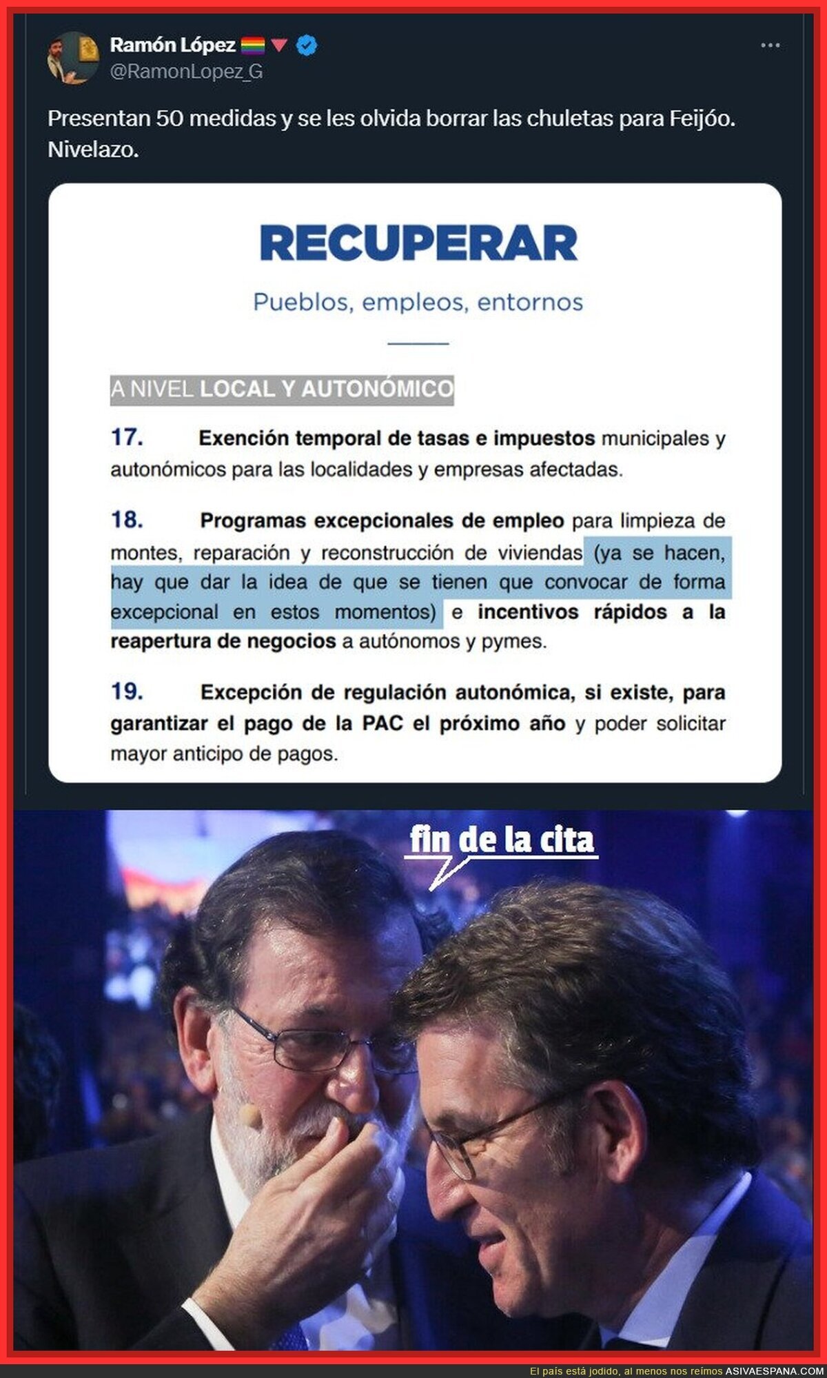 En el documento de medidas contra incendios del PP se les ha colado una anotaci&oacute;n que los deja con el culo al aire