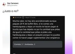 Las normas en un buffet que no gustaron a un cliente