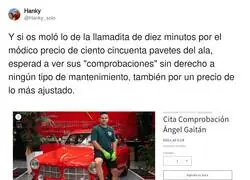 &Aacute;ngel Gait&aacute;n se r&iacute;e de la gente que tiene problemas con su coche