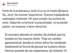 Jordi Cruz la l&iacute;a al tildar as&iacute; a los nuevos chefs