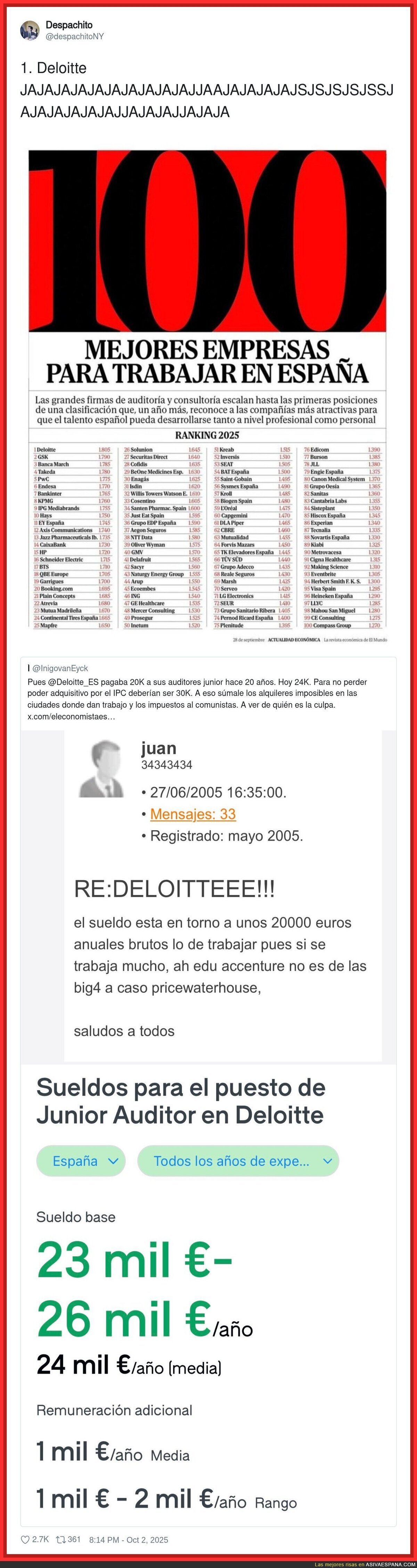 Tremendo chiste lo de Deloitte