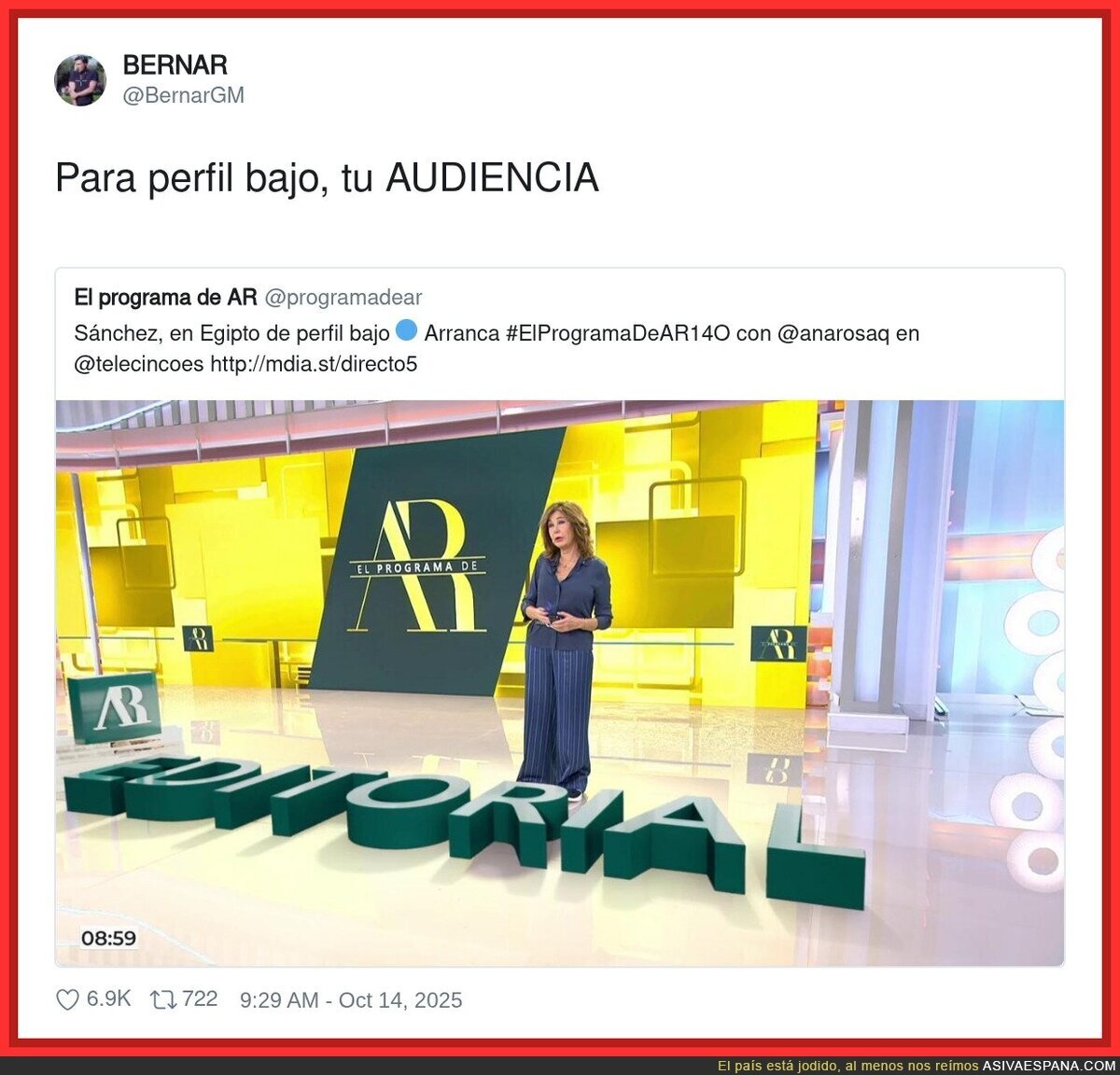 Ana Rosa Quintana va cuesta abajo y sin frenos con la audiencia