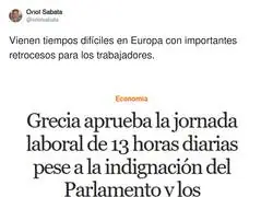 Grecia va para atr&aacute;s con la aprobaci&oacute;n de la jornada laboral de 13 horas
