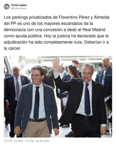 Hay que juzgar a mucha gente por esa concesi&oacute;n al Real Madrid de Florentino P&eacute;rez