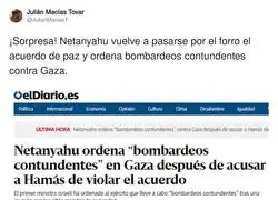 Netanyahu sigue matando a la poblaci&oacute;n de Gaza sin descanso