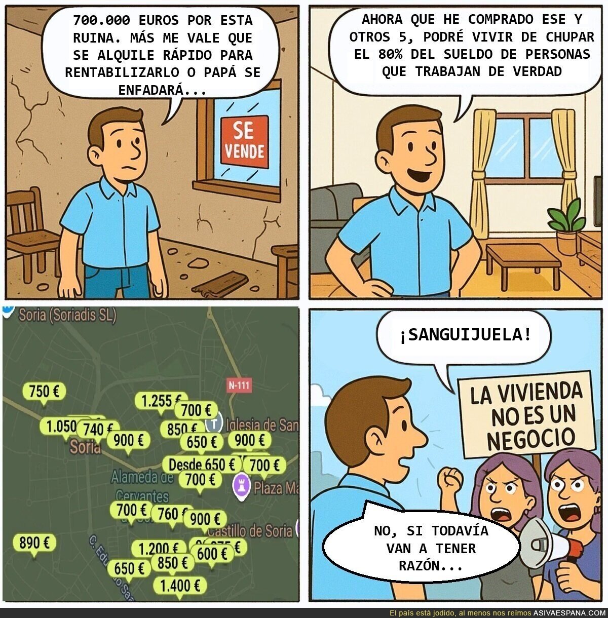 El 60% de las compras de pisos se hacen al contado. El 15% de las viviendas están vacías y otro 15% es segunda residencia. La vivienda de todos está en las manos de muy pocos.