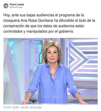 Ana Rosa Quintana y sus conspiraciones sobre la audiencia