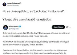 Vito Quiles no ha recibido ni un euro p&uacute;blico, otra cosa es los medios donde trabaja