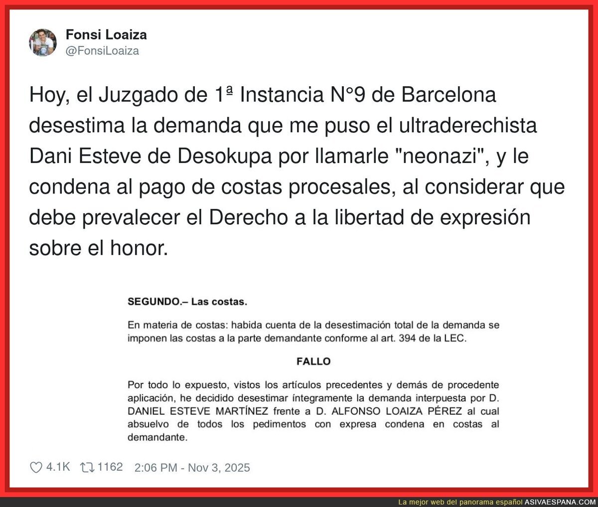Fonsi Loaiza ha ganado contra Daniel Esteve de Desokupa
