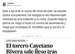 Cayetano Rivera deber&iacute;a tener el carnet retirado