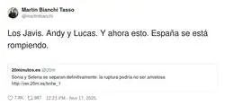 Los Javis. Andy y Lucas. Y ahora esto. Espa&ntilde;a se est&aacute; rompiendo.