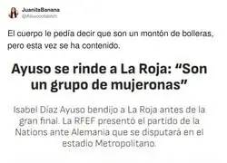 El curioso apoyo de Ayuso a la selecci&oacute;n femenina de f&uacute;tbol