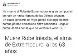 Nos deja Robe de Extremoduro, el gran compositor de rock que ha marcado una generaci&oacute;n de todos