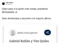 Las campanadas debe darlas Gabriel Rufi&aacute;n y Vito Quiles