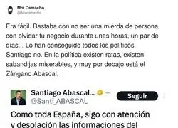 Santiago Abascal vuelve a demostrar lo mala persona que es