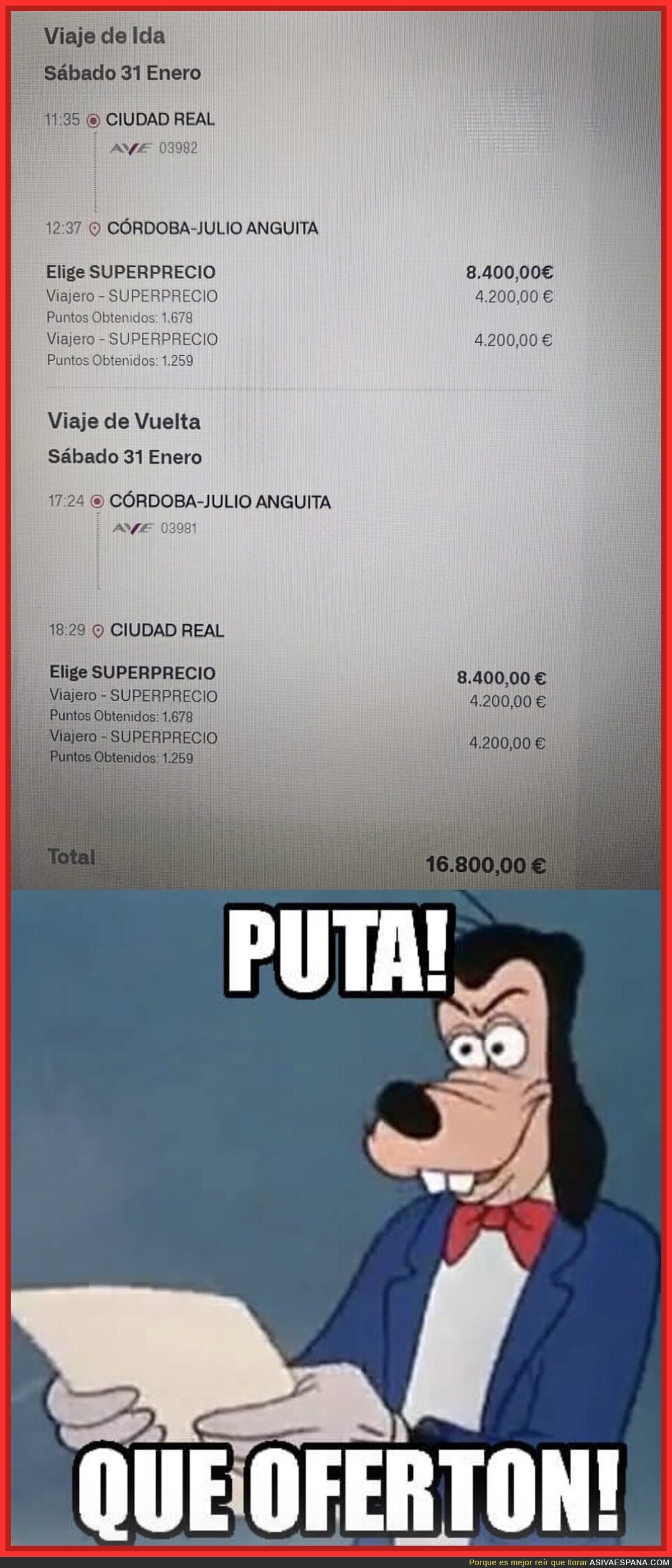 En la web de Renfe puedes pillar un AVE de ida y vuelta Ciudad Real &ndash; C&oacute;rdoba por el m&oacute;dico precio de 16.800&euro;