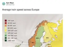 La velocidad media de los trenes en Europa